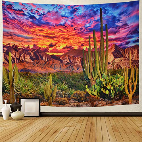 Generleo Bergwüste, Kaktus, Sonnenuntergang, Wolken, psychedelische tropische Pflanzen, Wandbehang für Schlafzimmer, Dekoration Generleo Bergwüste, Kaktus, Sonnenuntergang, Wolken, psychedelische tropische Pflanzen, Wandbehang für Schlafzimmer, Dekoration von Generleo