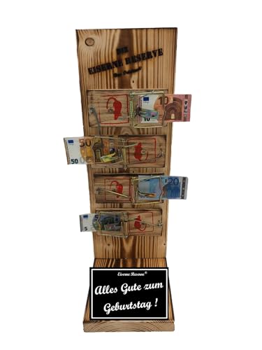 Geburtstag Geschenk Eiserne Reserve Mausefalle Geldgeschenk Die lustige Geschenkidee Geld verschenken Text s/w Alles Gute zum Geburtstag von Genial-Anders