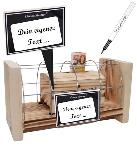 Personalisierte Geschenke Geld für Männer Frauen originelle lustige Geschenkidee mit Namen personalisierbar - Eiserne Reserve Gitterbox incl. Notsäge - Papa Mama Geburtstag Hochzeit von Genial-Anders