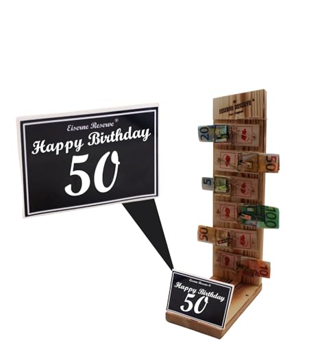 Originelle lustige Geldgeschenke zum 50. Geburtstag Geschenkideen für Männer und Frauen - Mausefalle Text s/w Happy Birthday 50 Geburtstag von Genial-Anders