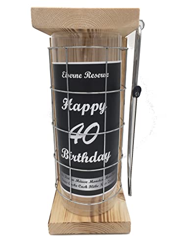 Happy Birthday 40 - Geburtstag Geschenke - Eiserne Reserve Spardose mit Säge zum zersägen des Gitter - Geldgeschenk - - Sparbüchse - Geschenkideen von Genial-Anders