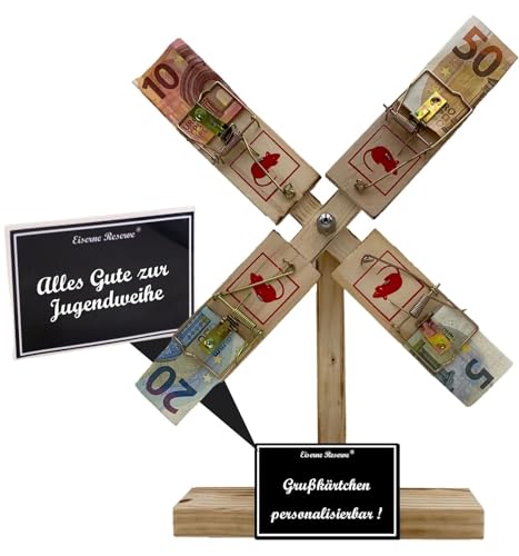 Jugendweihe Geldgeschenk - Eiserne Reserve Windmühle Jugendweihe Geschenke Mädchen Jugendweihe Geschenke für Jungen - Text s/w Alles Gute zur Jugendweihe von Genial-Anders