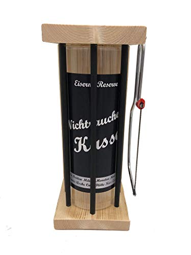 Nichtraucher Spardose Black XL - Eiserne Reserve Black Edition incl. Säge - Geldgeschenk - das andere Sparschwein - lustige Sparbüchse - Geschenkidee von Genial-Anders