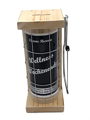 Wellness Wochenende - Eiserne Reserve Spardose incl. Säge zum zersägen des Gitter - Geldgeschenk - das andere Sparschwein - lustige Sparbüchse - Geschenkidee von Genial-Anders
