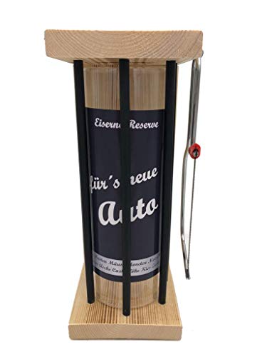 für´s Neue Auto Eiserne Reserve Spardose Black XL incl. Säge zum zersägen der Stäbe, Geldgeschenk, das andere Sparschwein, witzige Sparbüchse, Geschenkidee von Genial-Anders