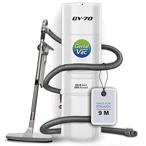 Genial System global Wäscheschacht-Systeme Zentralstaubsauger Genialvac 70 Metall weiß mit Schlauchset (Set mit 9m Schlauch) von Genial System global Wäscheschacht-Systeme