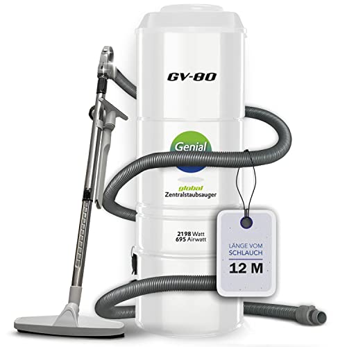 Genial System global Wäscheschacht-Systeme Zentralstaubsauger zweimotorig GV 80 mit Schlauchset in. versch. Längen (mit Schlauchlänge 12m) von Genial System global Wäscheschacht-Systeme