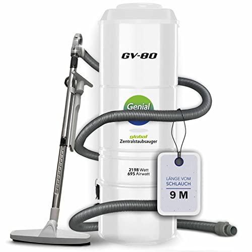 Genial System global Wäscheschacht-Systeme Zentralstaubsauger zweimotorig GV 80 mit Schlauchset in. versch. Längen (mit Schlauchlänge 9m) von Genial System global Wäscheschacht-Systeme