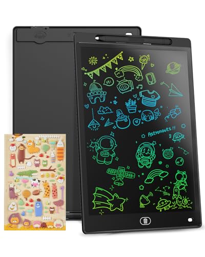 LCD Schreibtafel 10 Zoll, Genialba Buntes LCD Schreibtablett, Geschenk für Kinder, LCD Writing Tablet, Elektronischer Tablette, Grafiktablett für Kinderspiele 2 3 4 5 6 7 Jahre Jungen Mädchen Schwarz von Genialba