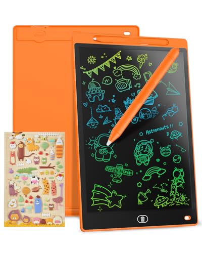 LCD Schreibtafel 10 Zoll, Genialba Buntes LCD Schreibtablett, Tragbares Löschbares Zeichenbrett, Elektronischer Tablette, Grafiktablett für Kinderspiele 2 3 4 5 6 7 Jahre alte Mädchen (Orange) von Genialba