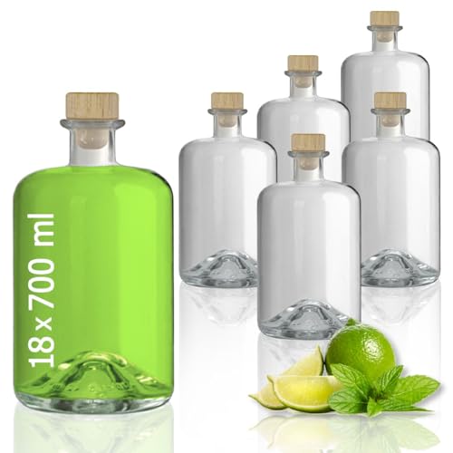 Geniess-Bar! 18 Glasflaschen 700 ml leer zum selbst Befüllen mit Korken Apothekerflasche Essig Öl Flasche von Geniess-Bar!