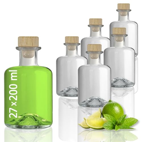 Geniess-Bar! 27 Glasflaschen 200 ml leer zum selbst Befüllen mit Korken Apothekerflasche Essig Öl Flasche von Geniess-Bar!