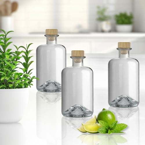 Geniess-Bar! 3 Glasflaschen 500 ml leer zum selbst Befüllen mit Korken Apothekerflasche Essig Öl Flasche von Geniess-Bar!