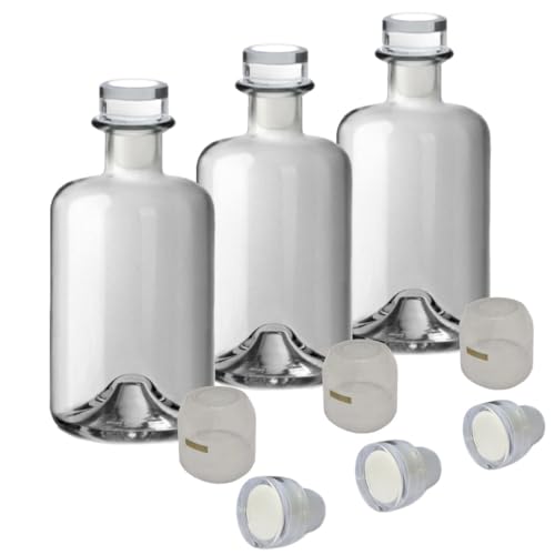 Geniess-Bar! 3x Apothekerflasche 500ml leer Glas Apotheker Flaschen Set mit transparenten Korken & Kapseln zum selbst Befüllen & Verschließen 0,5L Apothekerflaschen von Geniess-Bar!