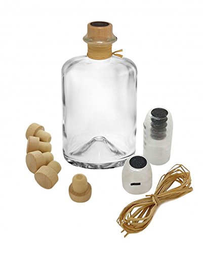 Geniess-Bar! 3x Profi Set Apothekerflasche 700 ml leer Glas Apotheker Flaschen zum selbst befüllen & Schrumpfkapseln schwarz mit Siegel transparent & Korken & Bast 0,7L Glasflaschen von Geniess-Bar!