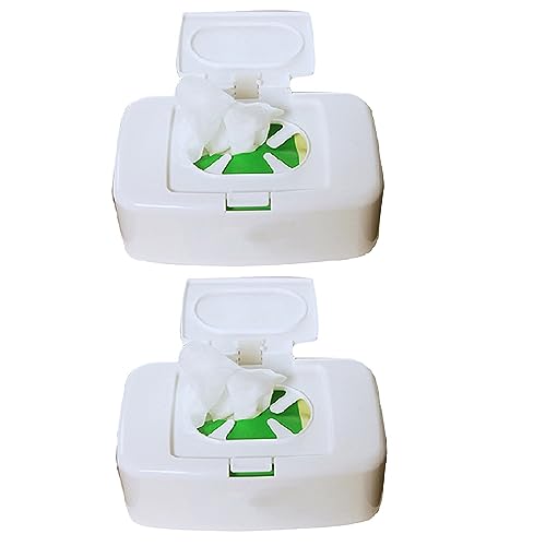 2 Stück Feuchttücher Box, Feuchtes Toilettenpapier Box, Taschentuch Aufbewahrungsbox, Box Feuchtes Toilettenpapier Mit Deckel, Kunststoff Tissue Serviettenbox, Druckknopf Tragbare Feuchttücherspender von Genikeer