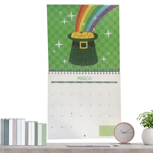 2026 Kalender Wand - Strassstein-Malset Wandkunst Kalender | 2026 Jahreskalender Kunstdekoration mit Applikatorstift für Erwachsene Kinder Mama Zuhause Klassenzimmer von Genikeer