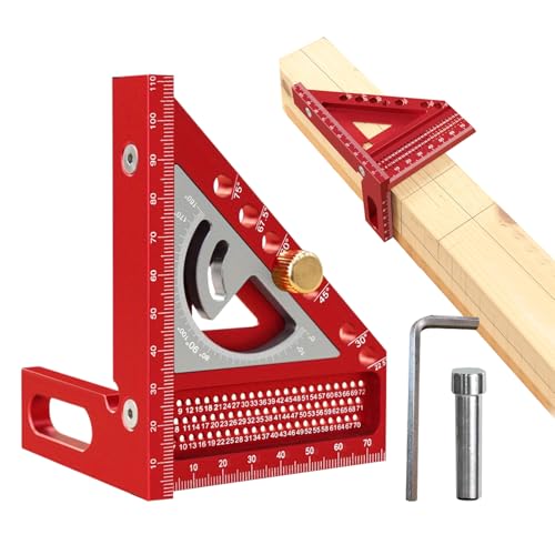 3D Winkelmesslineal | Holzwerkzeug Anreißwinkel Mit Messfunktion | Leichtmetall Messwerkzeug Für Bastler Und Experten von Genikeer