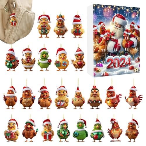 Adventskalender Huhn Weihnachten | Hühner Hängeleiter 24 Tage Countdown Kalender - 2D Acrylic Flachanhänger Huhn Charm Für Christbaumschmuck Wanddekoration Auto-Innenspiegel Urlaubsdekoration Adventskalender Huhn Weihnachten | Hühner Hängeleiter 24 Tage Countdown Kalender - 2D Acrylic Flachanhänger Huhn Charm Für Christbaumschmuck Wanddekoration Auto-Innenspiegel Urlaubsdekoration von Genikeer
