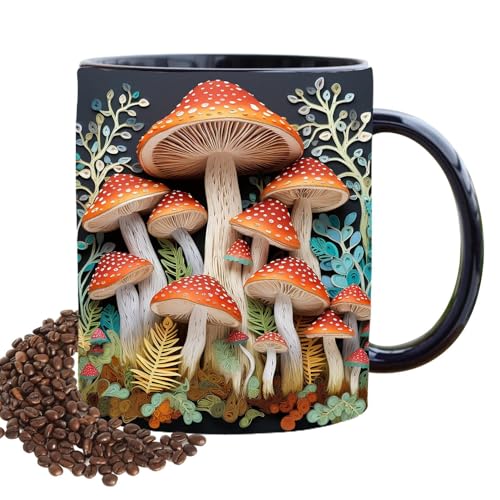 Elegante 3D Pilz Teetasse | Kawaii Niedliche Pilztasse Kaffee Tasse | Langlebige Keramik Pilz Kaffeetasse | Ffeetasse Mit Henkel Geschenke Für Mädchen Frauen Geburtstag Weihnachten Heimdekoration von Genikeer