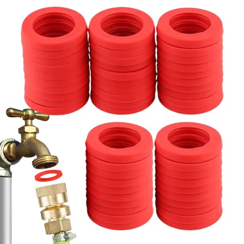 Gartenschlauch Dichtungsscheiben | 50 Stück Silikon Gartenschlauch Dichtungsscheiben,Ersatzteile für Gießkanne Waschmaschine Dusche Wasserhahn Spüle Sprinkler von Genikeer