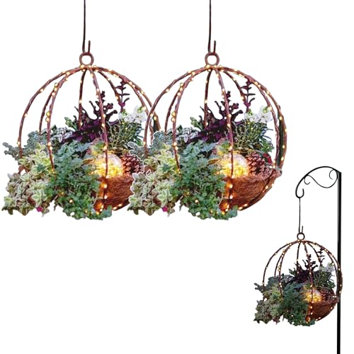 Genikeer 2 Pcs Künstlicher Weihnachtsblumenkorb - Gefälschtes Blumenarrangement | Mit mattierten Tannenzapfen, künstlicher Weihnachtsbaumkorb mit Haken für drinnen und draußen, Hofdekoration von Genikeer