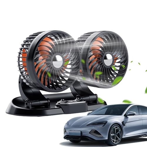 Genikeer Golfwagen Lüfter - Doppelköpfiger USB 24V Wohnmobil Ventilator,Fahrzeugzubehör Für ATV Traktor Dach Van Boot Golf Cart Truck Fahrzeug Armaturenbrett von Genikeer