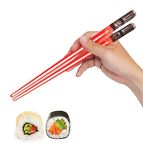 Genikeer Licht LED Lichtschwert Essstäbchen | Leuchtende Essstäbchen | Wiederverwendbare Sushi Leuchtschwerter Essstäbchen | Lichtschwert Chopstick Für Küchen Dinnerparty Sushi Besteck von Genikeer