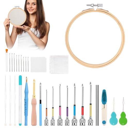 Genikeer Starter-Set Nadelpunch für Anfänger - Stickerei Werkzeug Set,Präzisions-Antirutsch-Sticknadel-Set Für Handtücher, Teppiche, Näharbeiten, Kleidung Und Steppdecken Genikeer Starter-Set Nadelpunch für Anfänger - Stickerei Werkzeug Set,Präzisions-Antirutsch-Sticknadel-Set Für Handtücher, Teppiche, Näharbeiten, Kleidung Und Steppdecken von Genikeer