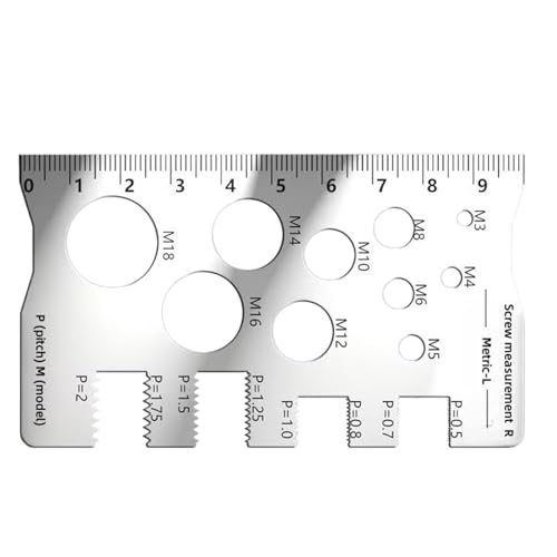 Gewindeprüfer Für Muttern Und Schrauben,Schrauben Messlineal | Aus Edelstahl Robuster Tragbar Für Fertigungstechniker Baumarkt Baustelle Mechaniker Gewindeprüfer Für Muttern Und Schrauben,Schrauben Messlineal | Aus Edelstahl Robuster Tragbar Für Fertigungstechniker Baumarkt Baustelle Mechaniker von Genikeer