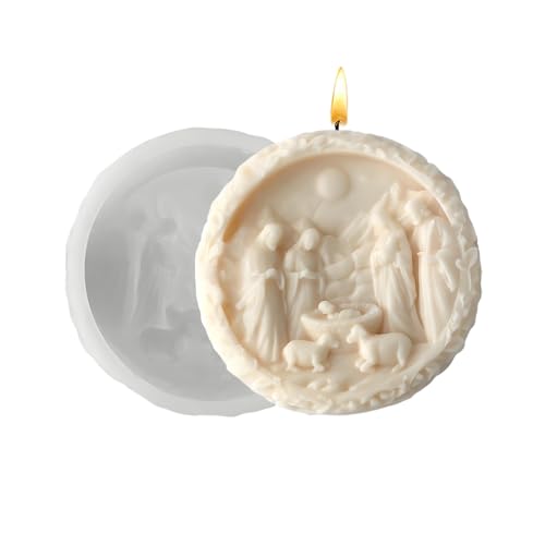 Krippenform | Jesus Geburt Fondantformen - 3D Runde Easy-Release Silikonform Weihnachtsform Für Resin Fondant Gips Seife Schokolade Handwerk DIY Deko von Genikeer