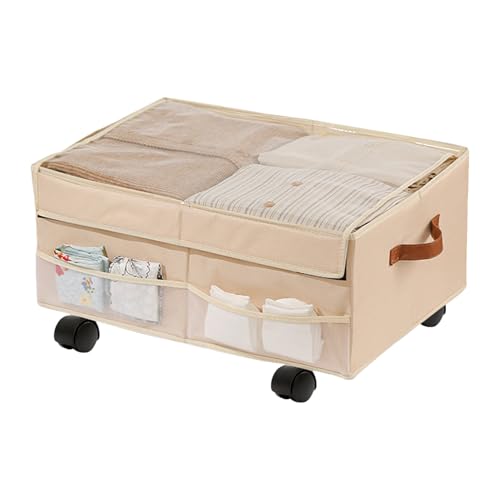 Rollende Aufbewahrungsbox - Rollbare Kofferraum-Box,Klappbare Organizer-Box Mit Rädern Für Schlafzimmer, Studentenzimmer, Büro, Reisen, Garage, Auto von Genikeer