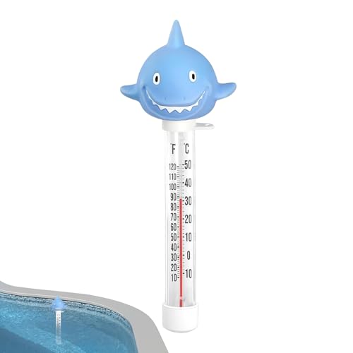 Schwimmbad Thermometer - Badethermometer in Haifischform,Robustes Schwimmthermometer Für Spa Aquarium Und Innen Außenbereich Schwimmbad Thermometer - Badethermometer in Haifischform,Robustes Schwimmthermometer Für Spa Aquarium Und Innen Außenbereich von Genikeer