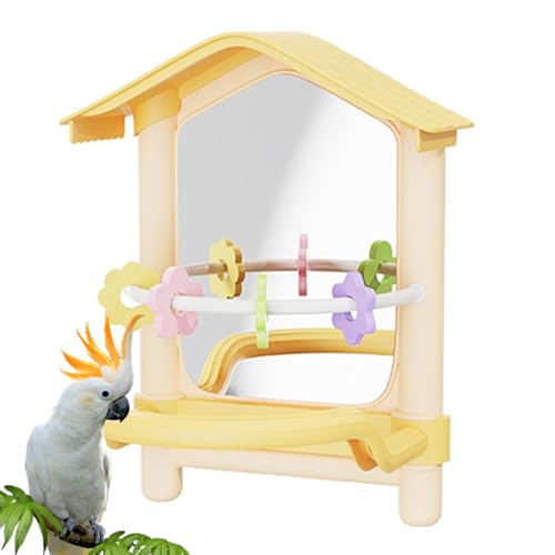 Sittich Spielzeug - Vogelsitz Mit Spiegel - Käfigzubehör Für Innenbereich Außenbereich Garten Balkon Terrasse Innenhof Fensterbank Hühner von Genikeer