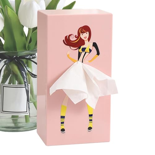 Taschentuchbox Mädchen | Fliegender Rock Tissue Box | Tissue Box Cover Lustig | Taschentücher Box Fliegender Rock | Classy Girl Flying Skirt Tissue Box Für Schlafzimmer, Arbeitszimmer, Badezimmer von Genikeer