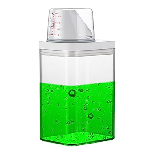 Waschmittel Aufbewahrung Spender Mit Messbecher - Aufbewahrungsbox Für Wäscheflüssigkeit Wiederverwendbar Leere Flaschen Waschpulver Aufbewahrungsbox - Transparenter Waschmittelspender Waschmittelbox von Genikeer