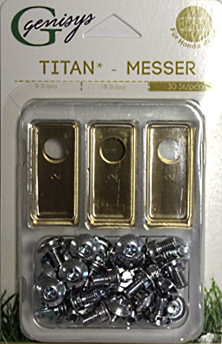 Genisys 30 Titan Ersatz Messer Klingen kompatibel mit Honda Miimo (LongLife - 0,5mm) + 30 Schrauben [DIN EN 50636 geprüft] von Genisys