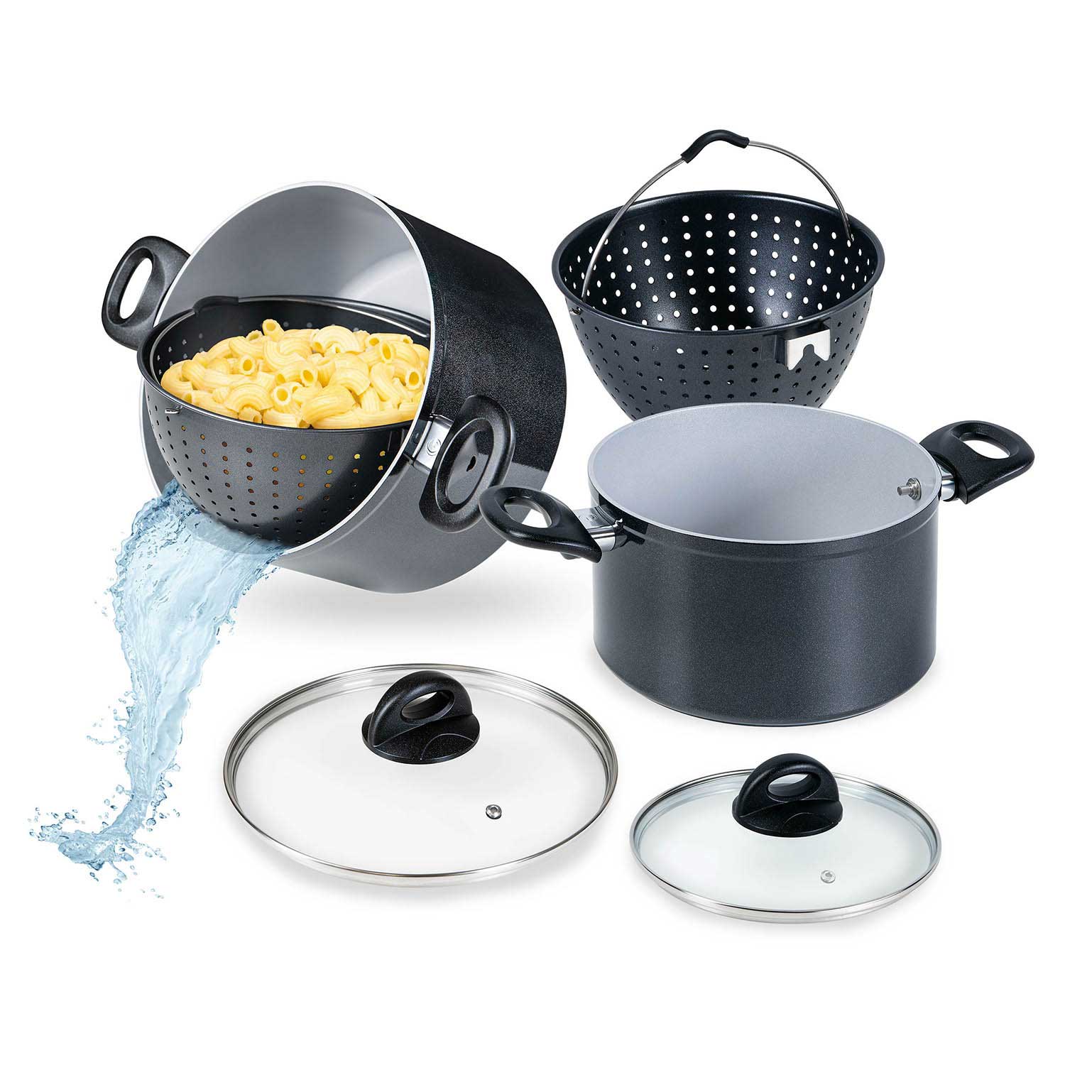 Cerafit Magic Pot Töpfe mit Siebeinsatz Ø 24 cm + 20 cm (Set 6-tlg.) von Genius