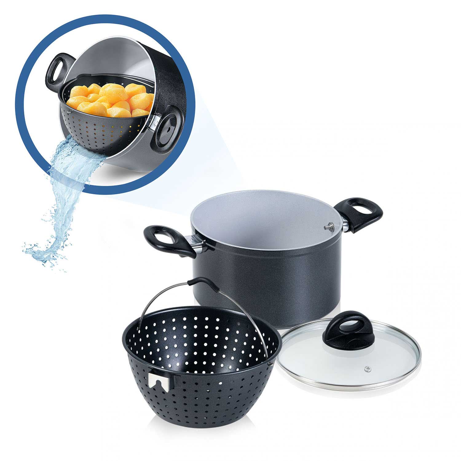 Cerafit Magic Pot Topf mit Siebeinsatz Ø 20 cm (Set 3-tlg.) von Genius