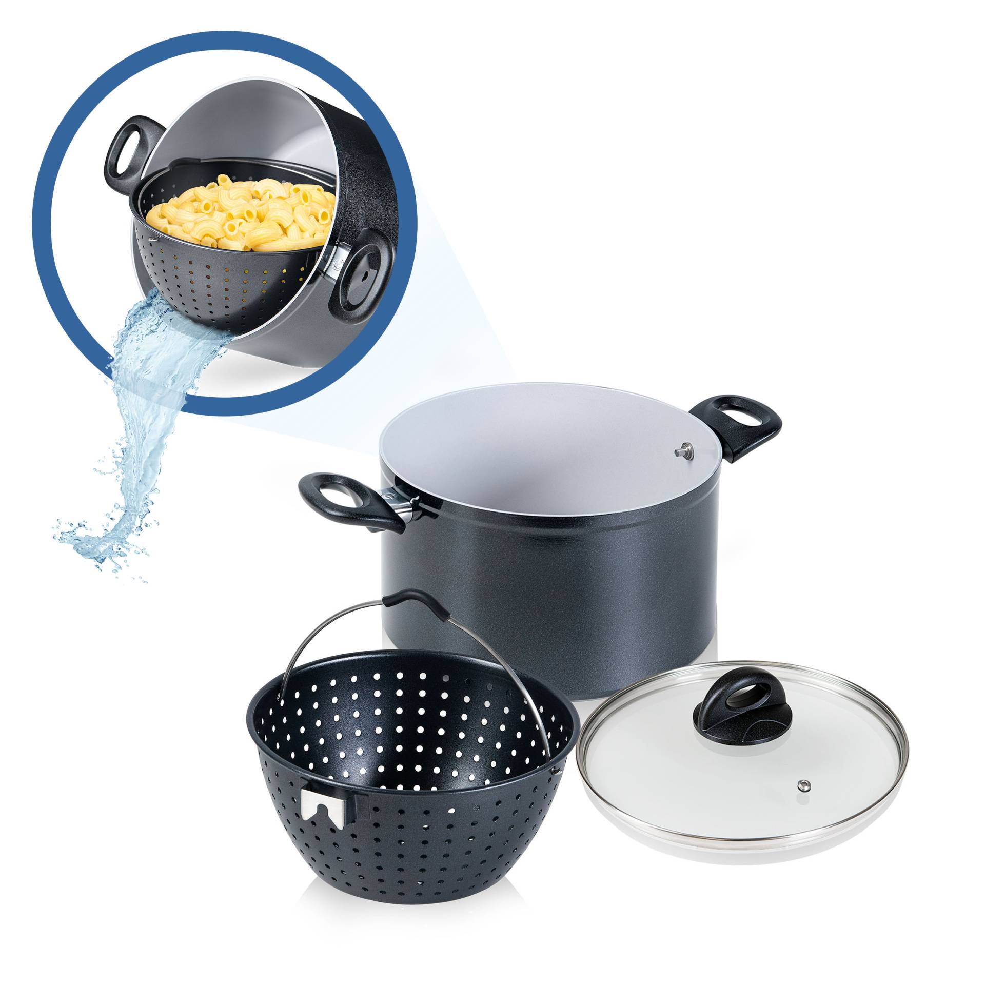 Cerafit Magic Pot Topf mit Siebeinsatz Ø 24 cm (Set 3-tlg.) von Genius