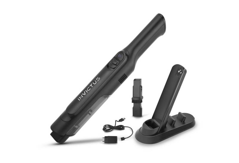 Genius Akku-Handstaubsauger INVICTUS ONE PRIMUS, Set 8-tlg., schwarz, 120,00 W, abnehmbarer Staub-Behälter mit 80 ml Fassungsvermögen, beutellos, kabellos, leicht, leise von Genius