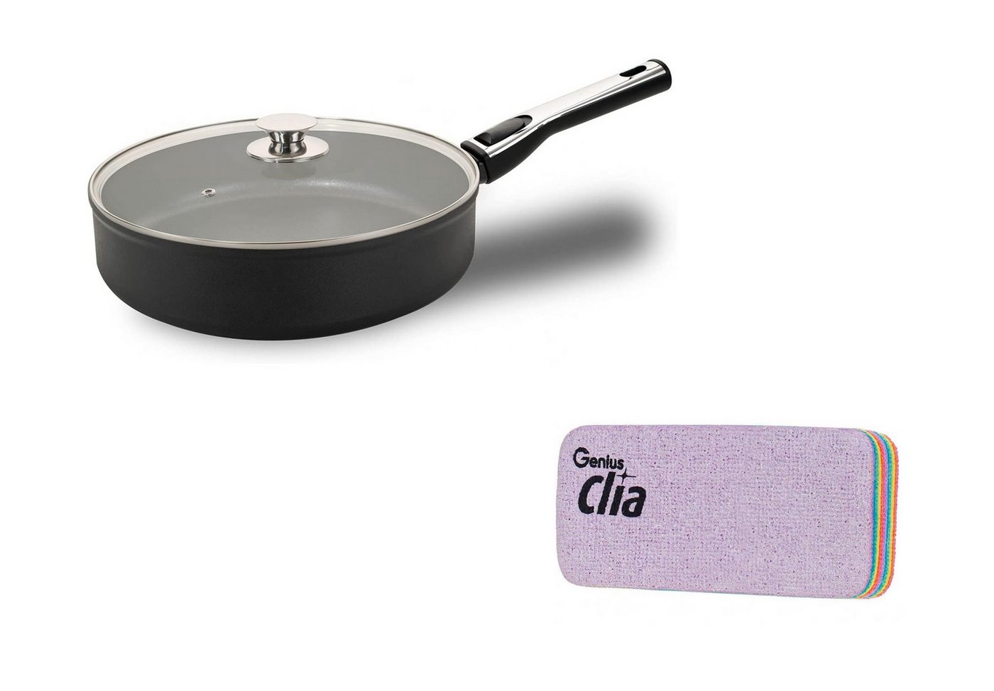 Genius Bratpfanne Genius Cerafit Plasma Hochrandpfanne Ø28cm mit Glasdeckel 24691 +, Material: Metall, Aluminium, Glas (Bratpfanne mit Glasdeckel) von Genius