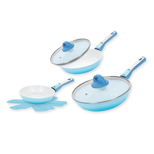 Genius Cerafit Revolution Keramik-Pfannenset 7-teilig, 20 cm + 24 cm + 28 cm, Antihaftbeschichtung, ThermoSpeed-Induktions-Technologie, Vlies Einler inklusive, blau Genius Cerafit Revolution Keramik-Pfannenset 7-teilig, 20 cm + 24 cm + 28 cm, Antihaftbeschichtung, ThermoSpeed-Induktions-Technologie, Vlies Einler inklusive, blau von Genius