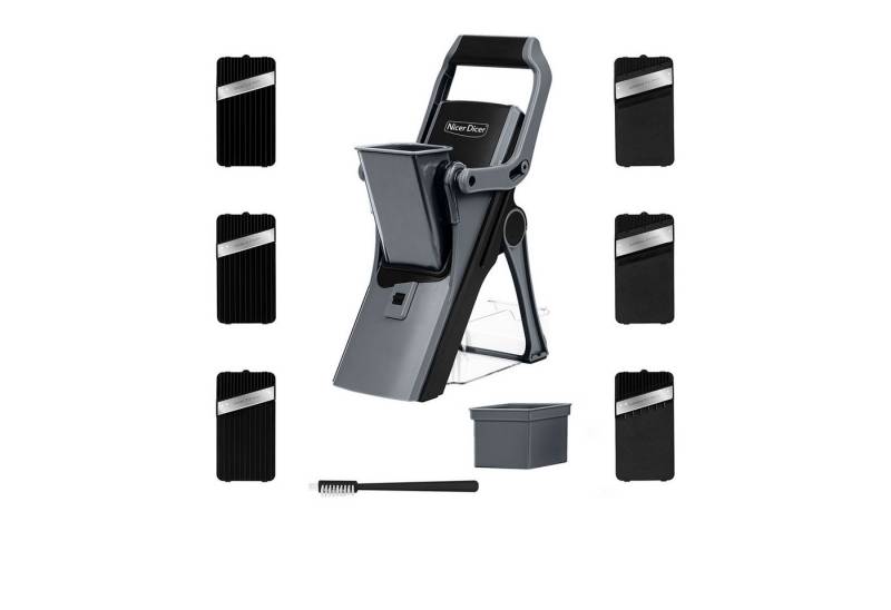 Genius Gemüsehobel Nicer Dicer Mando Gemüseschneider 12-tlg., Mandoline verstellbar, (mit Aufbewahrungsbox 6 Einsätze, Kartoffelschneider Zwiebelschneider), Vegetable Slicer Chopper für Scheiben Julienne mit Reininung Pinsel von Genius