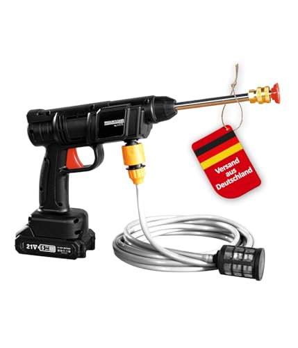 Genius Akku-Druckreiniger Pressure Cleaner 12-TLG., Druckreiniger Pistole Professional, Waschpistole Auto mit Akku und Wasserschlauch 5 M,mobiler Druckreiniger für Terrasse, Garten von Genius