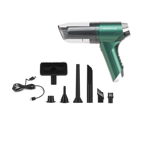Genius Invictus One Quick Akku Handstaubsauger 13 TLG. Kabellos 3 in 1, Mini Autostaubsauger Staubsauger Beutellos mit Multifunktion für Auto Küche Tastatur Tierhaare, Vakuumpumpe Gebläse von Genius