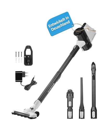 Genius Invictus X6 Pro Akku Staubsauger 14 TLG., 300W Laufzeit bis 60 Min. Kabelloser Beutelloser Staubsauger mit Display LED Lichter selbststehend, Multi Bürste für Hartboden Teppich Tierhaare von Genius