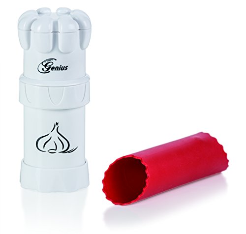 Genius Knoblauchpresse G5 3-tlg, Knoblauchschneider Garlic Press mit Auffangbehälter und Deckel, Knoblauch Crusher, Küchenschneider Spülmaschinenfest einfach zu reinigen, Weiß Genius Knoblauchpresse G5 3-tlg, Knoblauchschneider Garlic Press mit Auffangbehälter und Deckel, Knoblauch Crusher, Küchenschneider Spülmaschinenfest einfach zu reinigen, Weiß von Genius