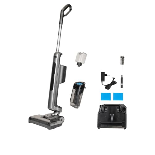 Genius Nass Trockensauger Akku Invictus WD5 14 TLG., Saugwischer mit Selbstreinigung Funktion und 2 Nass Modus, Kabelloser Hartbodenreiniger mit Dual-Tank-Design, Akku Laufzeit bis 30 Min von Genius