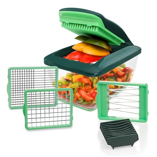 Genius Nicer Dicer Chef S Kombi-Set Premium (7 Teile) in grün mit Hobeleinsatz Gemüsehobel Gemüseschneider Tomaten-Gemüse-Schneider - einfach & schnell Gemüse schneiden von Genius